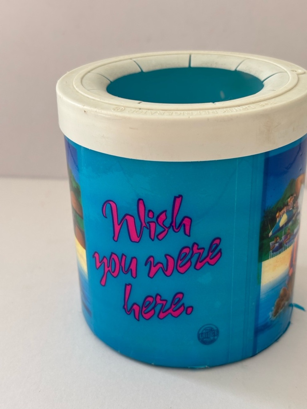 Vtg Camel Club The Fridge Freezable Can Coolet 'Wish You Were Here” Beach